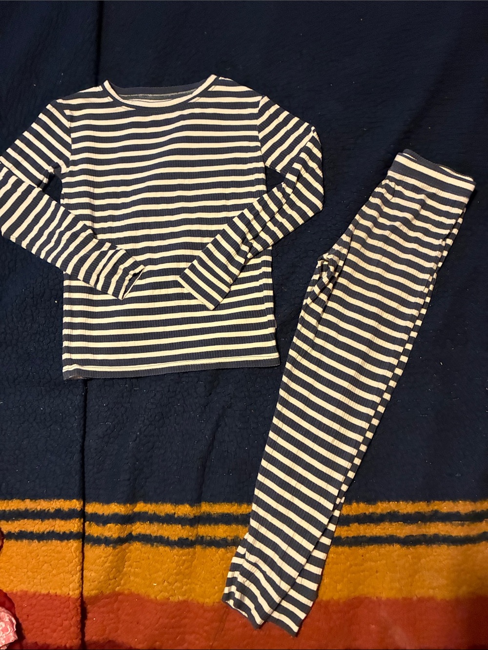 Brave little ones Kids gray and White Striped Long-Sleeve Pajama Set